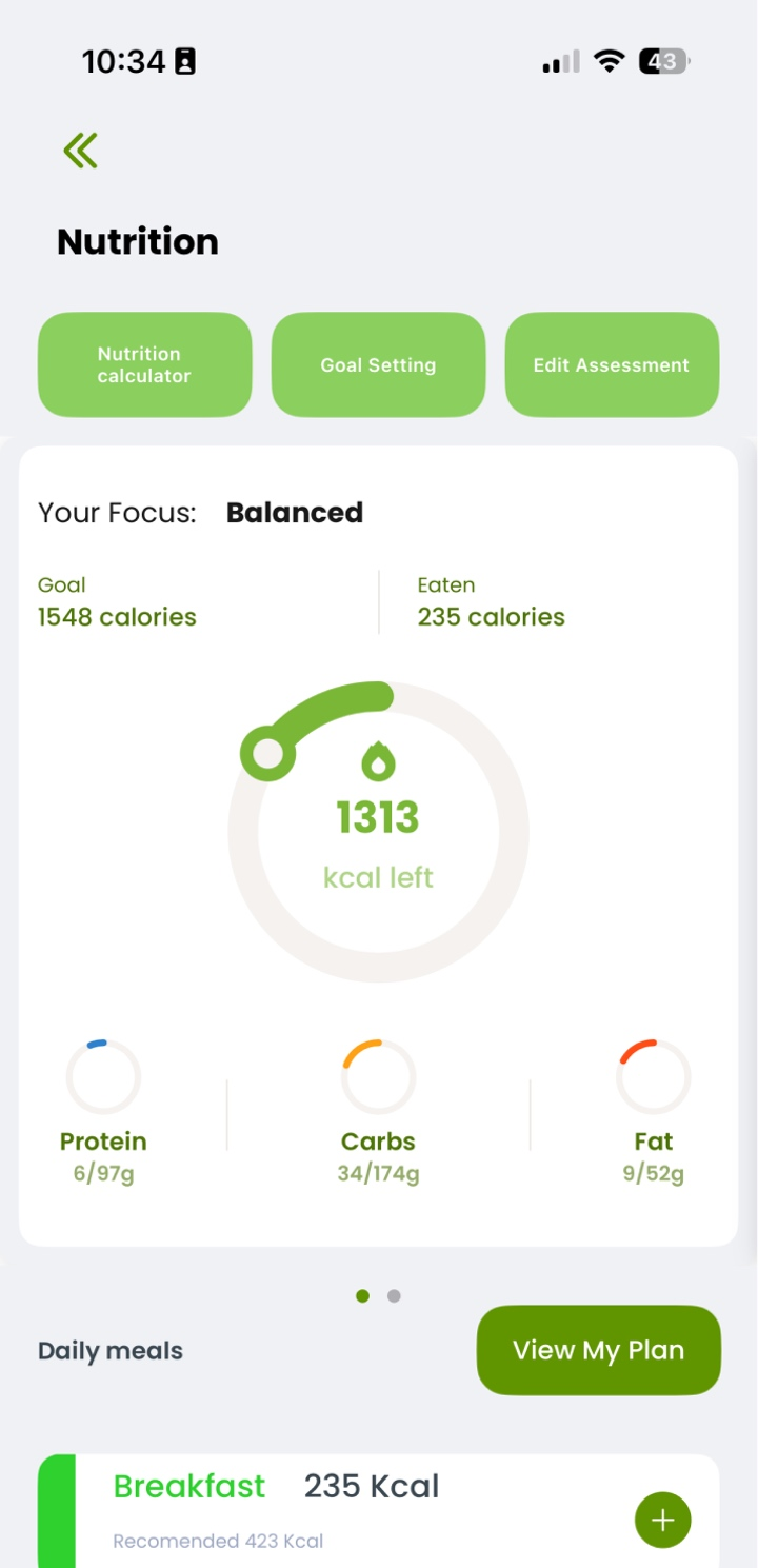 The SportZtars home screen bringing fitness, recovery, nutrition, and mental health into one app